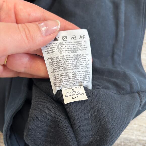 Nike Tech Black Women M Funnel Neck Spell Out Mini Swoosh Fleece Pullover Hoodie - Picture 9 of 9